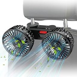 Car Fan Car Back Seat Headrest Cooling Fan USB Dual Head Fan with 3 Speeds 5V USB Mini Fan Headrest 360 Degree Rotatable Backseat Car Fan Cooling Air Fan USB Fan for Car Sedan SUV RV Boat-1