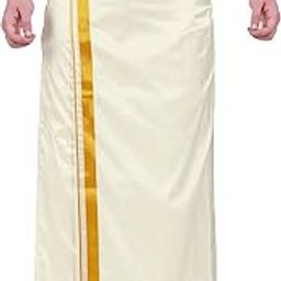 Mens Blended Silk type Jari Dhoti/Double dhoti 1.28 x 3.60 Meter / 8 Mulam vesti (CREAM-3IN-004)-27