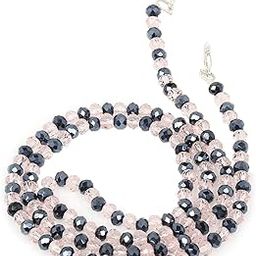 Ratanshala - Round Beaded Eyeglasses Chain for Women, Sunglasses Chain, 22" Reading Glasses Holder,Lanyard for Face Mask, Crystal Glass Beads, Sunglasses, Goggles and Eyeglasses, Color - Pink & Black-image-89