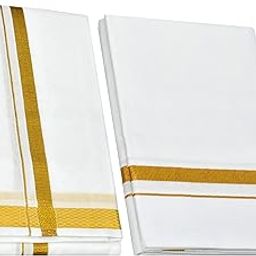 Men's Silk Cotton Zari Border Dhoti/Vesti With Angavastharam Towel/White-26