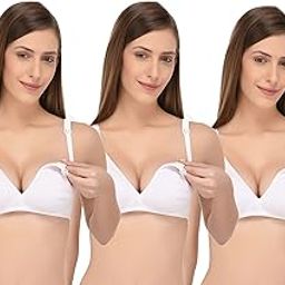 Women's Seamless, Deep-Neck, Non-Padded, Non-Wired Nursing Bra - Pack of 3-image-42