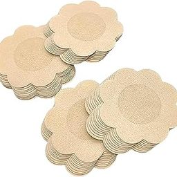 Nipple Covers for Women 40 Pcs - Self-Adhesive Satin Pasties, Comfortable & Invisible Breast Pads, Latex-Free, Perfect for Weddings, Parties - Skin Colour, Flower Shape 20 Pair-image-25
