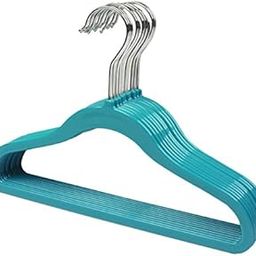 Only Hangers 12" Childrens Teal Slim-Line Hanger w/o Non Slip Velvet Finish-image-37