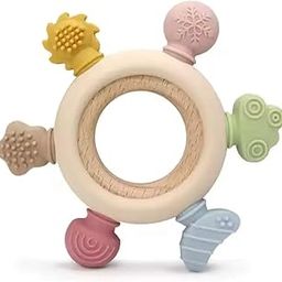 PAPAL Wooden Baby Teether Ring – Natural Beech Wood with Silicone/Jelly Tips – BPA-Free, Easy Grip, Rattle & Gum Soother for 3–24 Months Infants (Silicone Tip – No Handle)-image-83