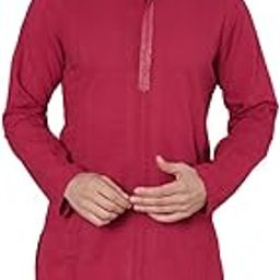 Men's Cotton Regular Fit Knee Length Kurta for Mens and Boys | Stylish and Comfortable Mandarin Neck Full Sleeves Straight Kurta for Casual and Ethnic Wear (Maroon)-image-1