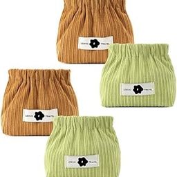 MAYCREATE® 4 Pcs Corduroy Small Pouches for Women Girls, Mini Makeup Purse, Jewelry Coin Organiser, Squeeze Open, Travel Hair Accessories Storage Bags, 13x12x5cm, Coffee & Green-image-46