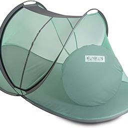 KUNKUN Polyester Adults Washable Crepe Clothe Single Bed Size 6.8×3.3×2.9 Feet One Sided Gate Mosquito Net (Green)-image-86