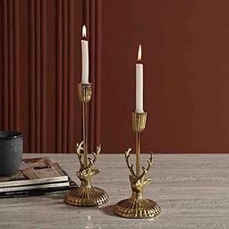Creative Design Reindeer Candle Holders for Home Decorative Christmas Candle Holder, Best Gift for Diwali, Tabletop Decorative Reindeer Style Indoor Candle Holders Stand Gold (Pack of 2)-image-37