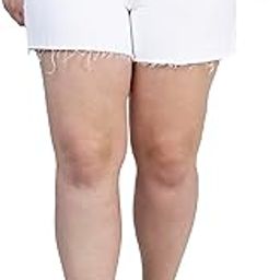 Plus Size Women Denim Shorts with Rugged Bottom Edges- Length 14" inch - MID Rise- Solid White Color- Non Stretch Fabric- Waist Size (L) 32 to (6XL) 44 inch-image-80