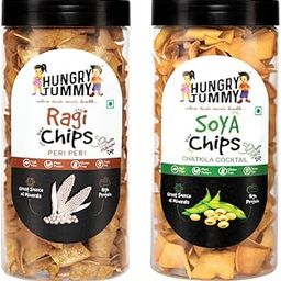 HUNGRY TUMMY Ragi and Soya Chips Combo Pack, Peri Peri and Chatkila Cocktail Flavour, 150g Each, 2 Packs-image-57