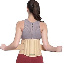 Lumbar Support Fabric Brace Back Belt For Women With Adjustable Strap For Waist, Lower Back Support With Cushioning.- Unisex (L, Beige)-25