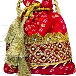 Women's Traditional Embroidered Potli Bag | Handmade Ethnic Batwa Wristlet Pouch | Drawstring Closure for Weddings, Parties & Return Gifts | Stylish Indian Festive Handbag-10