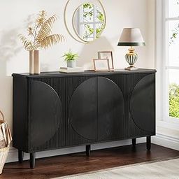 The DIQSHCET Modern Black Sideboard Cabinet – Sleek Storage with 2 Doors and Shelves Stylish for Living Room or Entryway Organization.-image-30