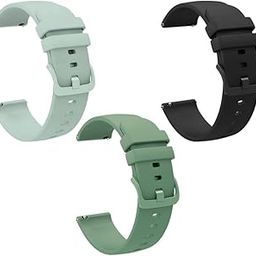19mm Watch Strap Band Soft Silicone Replacement Wristband Straps with Metal Buckle Compatible with Noise ColorFit Pulse, Beat, Pro 2/Oxy & Boat Strom Smartwatch (Sea Green,Green,Black)-22