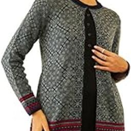 Womens Navy Blue Acrylic Ethnic Motifs Pattern Knitted Open-Front Longline Shrug-48