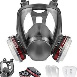 Divik Reusable Respirator Face Cover with Filters Industrial Respirator Mask for Painting, Dust, Organic Vapors, Epoxy Resin - Reusable Full Face Respirators Gas Mask with Activated Carbon Filter-image-75