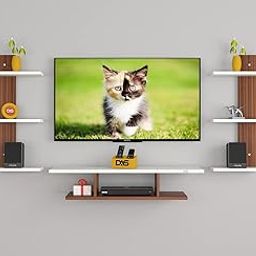 DAS Dexter Pro Wall Mount TV Entertainment Unit/with Set Top Box Stand with Wall Shelf Display Rack for Living Room Classic Walnut & Frosty White (Ideal for up to 32") Screen-image-96