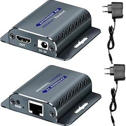 Sitechylor HDMI Extender 60m with POC&EDID 1080P@60Hz 3D Built-in Chip HDMI Repeater HDMI RJ45 to HDMI Extender Converter by UTP Cat5e/6/7/8 OFC Cable with 5V Power Adapter-18