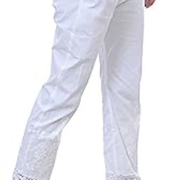 Women's Laycra Cotton Chikankari Work Lace Pant|Embroidered Bottom for Ladies-image-48
