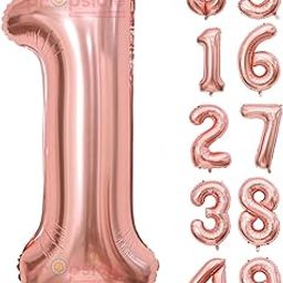 Propsicle 16 inch Birthday Foil 1 Number Helium Balloon Party Decoration Rose Gold Pack of 1 | 1 Year No. Balloons Birthday/Anniversary | One Number-image-52