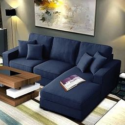 CASASTYLE Jason 4 Seater Fabric RHS L Shape Sofa Set (Blue)-image-40