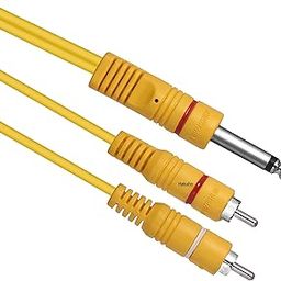 Hakuho Mono 6.35 mm 1/4-inch P38 Male to 2 RCA Male Audio Cable for Guitar, Amplifier,Other Professional Audio Equipment.Yellow.1.8 Meter-picture-15