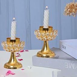 CraftVatika Tapered Candles Stick Holder Stand Set of 2 for Puja Diwali Home Décor, Christmas Pillar Candle Holder, Home Décor Candle Stand for Diwali Christmas Decoration Centre Table,-image-50