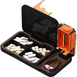 Pill Box Organizer Weekly, Pill Medicine Organizer Reminder Storage Box, Medicine organizer box, portable travel pill box, pill case for vitamins, Medicine, pills, supplements (Black)-17
