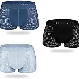 Men Breathable Pouch Men Underwear Packs Mesh Boxer Briefs Dots (Multicolor) (Pack of 3)-image-96