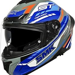 SMK Typhoon Sports Tourer ISI, DOT & ECE 06 Certified Helmet with Dual Visor Grey & Blue - L-image-83