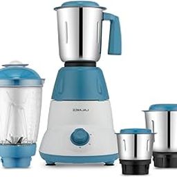 Bajaj Rex Dlx Mixer Grinder 750 Watts Mixie For Kitchen With Nutri-Pro Feature | 4 Stainless Steel Mixer Jars | Multifunctional Blade Dry & Wet Grinding Overload Protector | 1 Yr Warranty 【White/Blue】-11