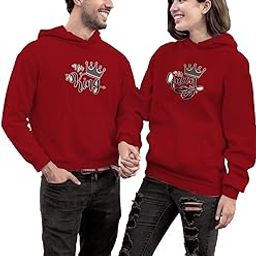 Men's & Women's Casual King & Queen Printed Full Sleeve Cotton T Shirt, Warm Pullover Monkey Cap, Regular Fit,Hoodies for Couple- Pack of 2-image-62