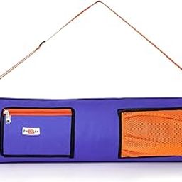 PHILLIN Zipper Yoga Mat Bag for Meditation Mat's Cover Bag with Adjustable Shoulder Strap Waterproof Mate Carry Bags fit for 4mm to 8 mm Mats for Women and Men (Blue-Orange)-image-86