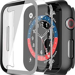 Misxi 2 Pack PC Case with Tempered Glass Screen Protector Compatible with Apple Watch SE 2 (2024) SE Series 6 Series 5 Series 4 40mm, Shockproof Protective Cover for iWatch, 1 Black + 1 Transparent-image-47