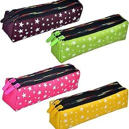 Pencil Pouch | Rexine Stationary Pouch | Pencil Utility Pouch | School Pencil Case for Kids | Pen-Pencil Box for Kids | 2 Zipper Pencil Organizer | Star Pencil Pouch | Pack of 4 | Multi-picture-41