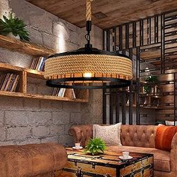 C&K Modern Rope Metal Basket Pendant Light, Retro Industrial Hanging Light, Ceiling Hanging lamp for Living Room, Home, Bedroom, Indoor & Outdoor Lighting (tokari with Bulb (Pack of 1))-picture-12