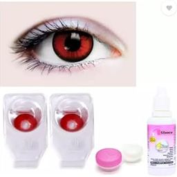 Optify Monthly Color Contact Lenses With Solution & Case |Zero Power|Red-image-9