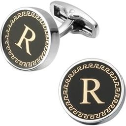 Cufflinks for Men Boys Cuff links Formal Stainless Steel Cufflink For Men Alphabet Letters R Birthday Gift Anniversary Husband Cuff Links Cufflinks Set Mens Boys Man Boy Valentine Gifts -02-23