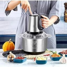 3 Liter Stainless Steel Electric Meat Grinder With Bowl Heavy for Kitchen – 3-Speed Control Food Chopper Blender for Vegetables/Onion/Garlic/Fruits/Nuts (Meat Grinder steel With Handle, 3 LTR)-27