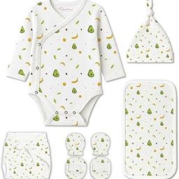 Organic Cotton Baby Clothing Set | Baby Essential Clothes For Newborn | Baby Shower Gift Hamper | 0-6 Months | Avocado | Pack of 6-image-95