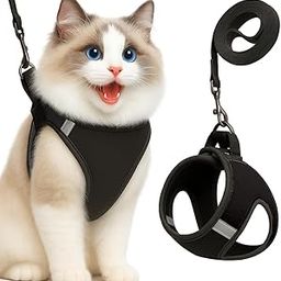 Buraq Cat Harness with Leash for Outdoor, Walking, Escape Proof, Air Mesh Fabric, Easy Control, Adjustable & Durable Cat Leash with Harness for Cats (Black, M)-picture-26
