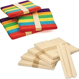 Melgoza Pack of 100 Multicolored Wooden Ice Cream Sticks - Popsicle Sticks for Crafting, School Activities, and Hobby Work, Premium Wooden Sticks (50 Multicolour and 50 Wooden Coloured)-21