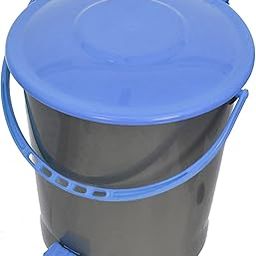 Kuber Industries Plastic Pedal Dustbin, Trashbin, Wastebin For Kitchen, Bathroom, Office Use With Handle, 10 Liter (Grey & Blue)-47KM0974-image-87