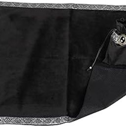 UJEAVETTE 26' Altar Tarot Tablecloth Divination Cards Bag Wicca Square Non-Slip Black+Tablecloth B-image-97