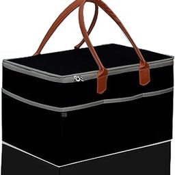 GREEN DECOR -400 GSM Non Woven Fabric Cute Diaper Caddy Bag with Handles & Zip Lock for Smart Mothers Baby Diaper Caddy Wipes Felt Storage Organizers,Foldable and Portable(Black - 18X12X9 Inch)-image-54