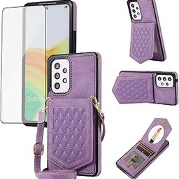 Asuwish Phone Case for Samsung Galaxy A52/A52S 5G Wallet Cover with Mirror Credit Card Holder Shoulder Crossbody Strap Long Lanyard Leather Cell Accessories A 52 S 4G G5 52A S52 52S Women Girls Purple-image-12