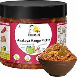 FarmDidi Avakaya Pickle 325g | Homemade Spicy Andhra Style Mango Pickle | Made With Groundnut Oil | South Indian Aam Ka Achar | Theekha Handmade Avakai Pickles | No Chemical Preservatives-image-6