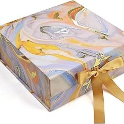 RBS®- MEDIUM Gift Boxes For Packing (26x26x10cm) Imported Material Gift Box Multipurpose (1 Pack) Gift Box Empty Holds upto (8kg) Decorative Packing Box Foldable Hamper Boxes (Marble Magic)-17