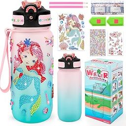 Aolieh - Mermaid water bottle craft kit for girls ages 4-12, decorate your own water bottle, fun craft and craft set, birthday or day gift-image-9