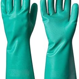 Rahul Professionals Multipurpose Nitrile Solvent Chemical Resistant Rubber Hand Gloves for Acid and Caustics Chemical, Oil & Solvents (Green color)-20
